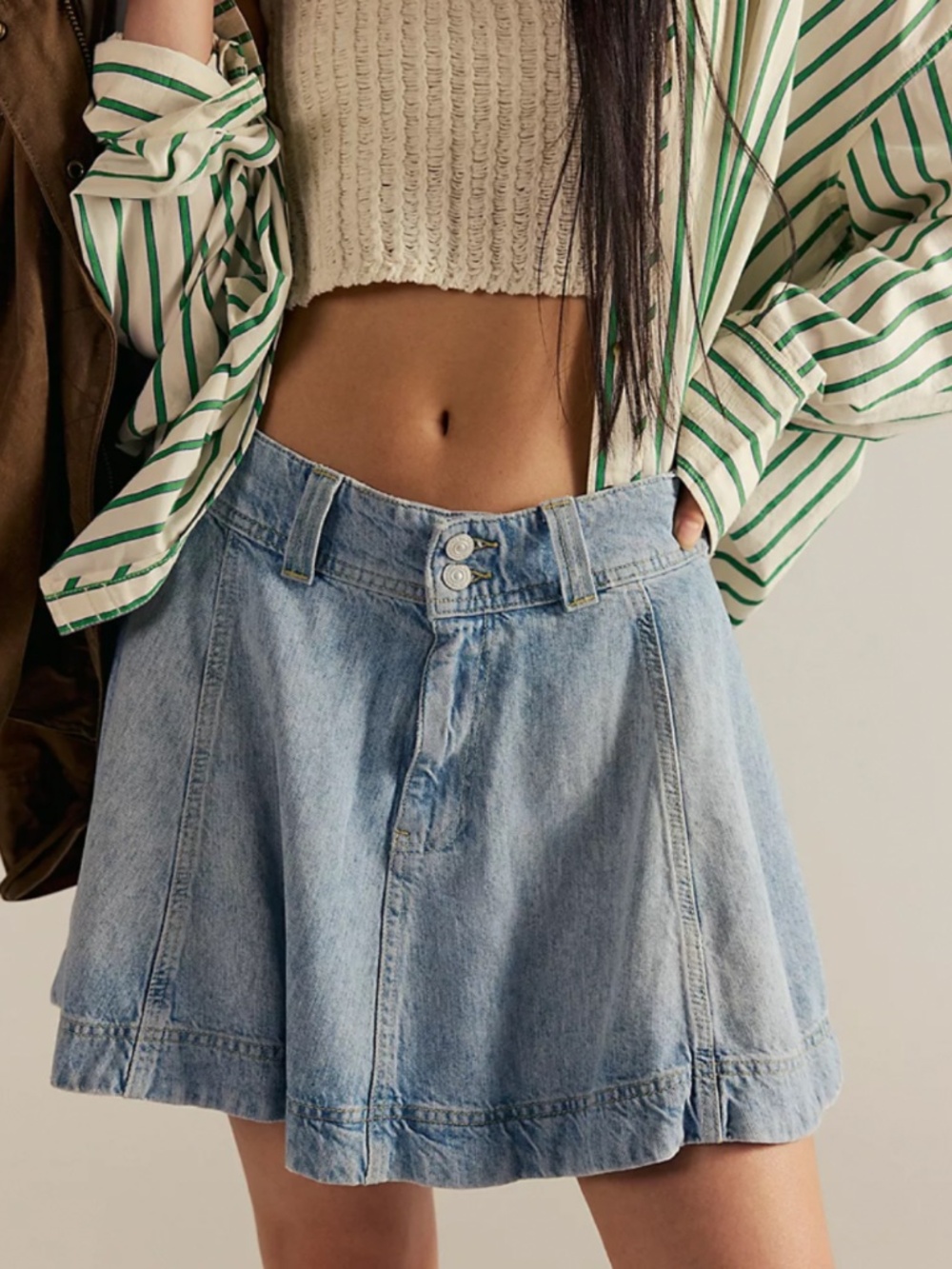 Free people wonderland denim skirt